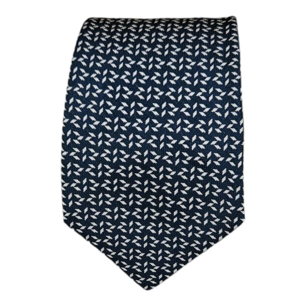 MARIANO RUBINACCI Gray Geometric Silk Tie ITALY 58"/ 3.7" EC